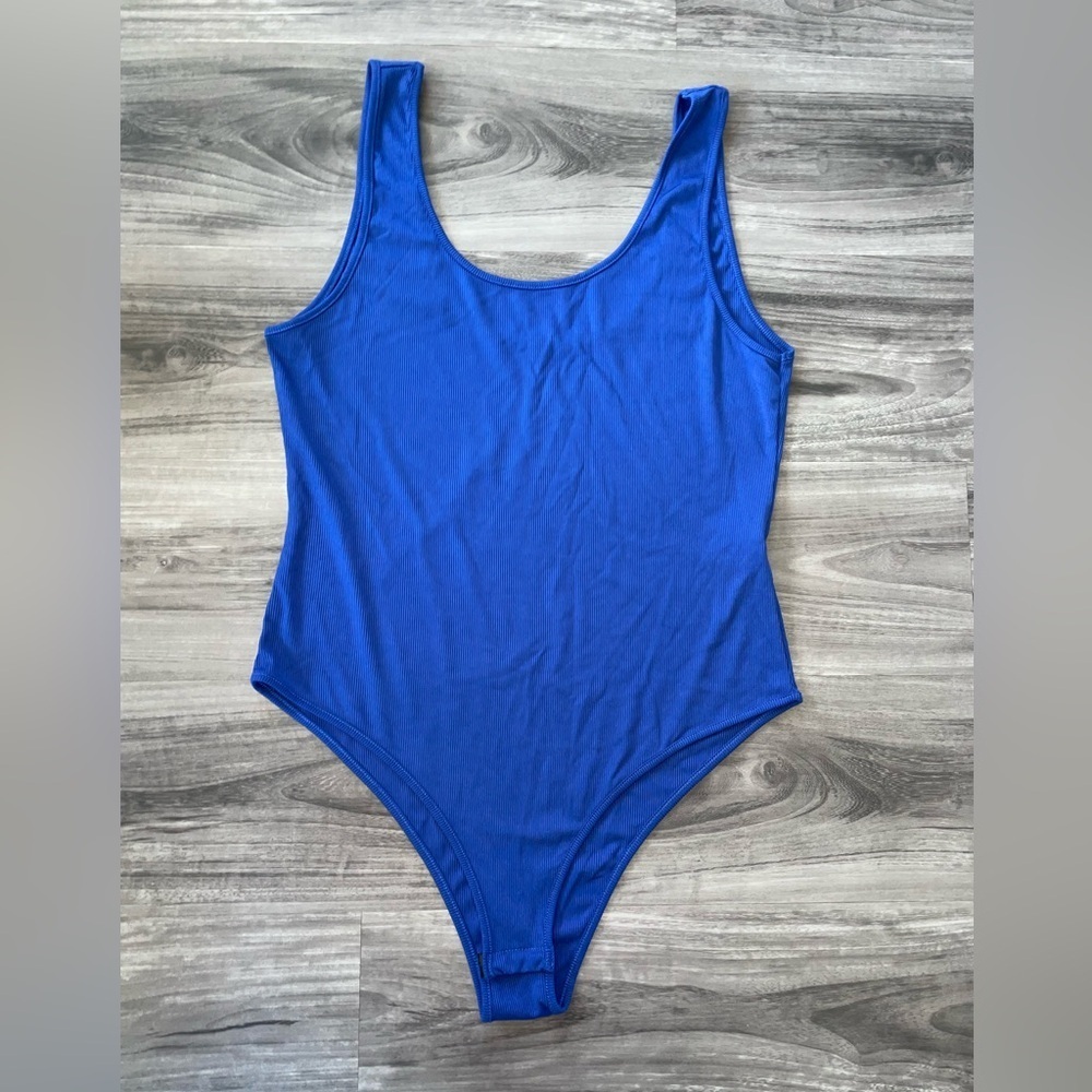 Vibrant royal blue sexy bodysuit! Textured blue silky bodysuit